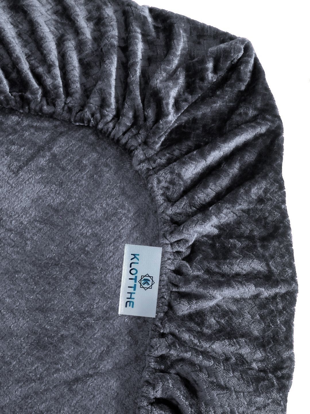 KLOTTHE Grey Abstract 300TC Woolen Single Fitted Bedsheet & 1 Pillow Cover