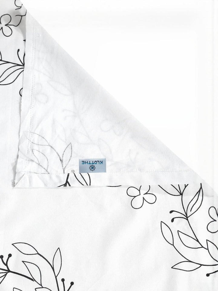 KLOTTHE Off White Printed Flat 400TC Pure Cotton Super King Bedsheet & 4 Pillow Covers