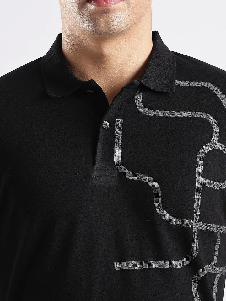 ADRO Men Black Cotton Tshirts