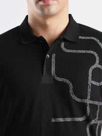 ADRO Men Black Cotton Tshirts