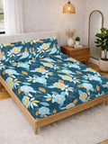 KLOTTHE Blue Floral Printed 300 TC Cadar King