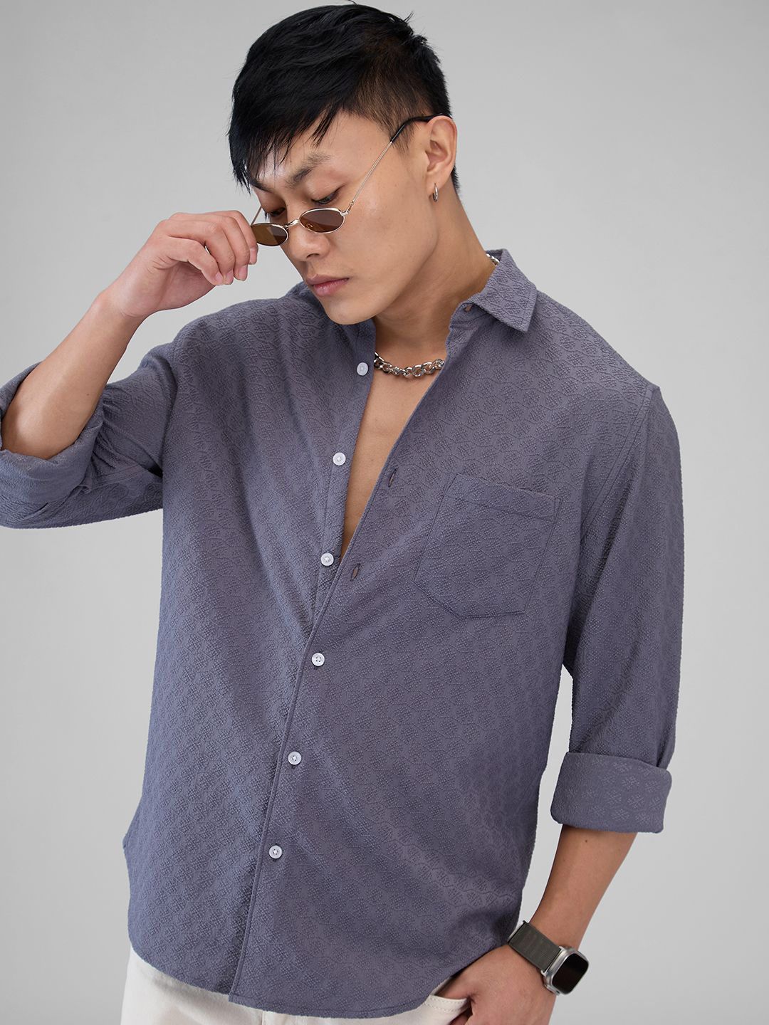 VASTRADO Men Classic Spread Collar Solid Slim Fit Casual Shirt