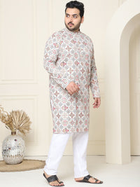 SOJANYA PLUS Ethnic Motifs Printed Cotton Linen Straight Kurta with Pyjamas