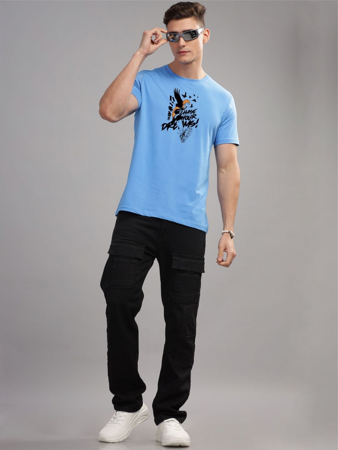 ADRO Men Typography Printed Raw Edge T-shirt