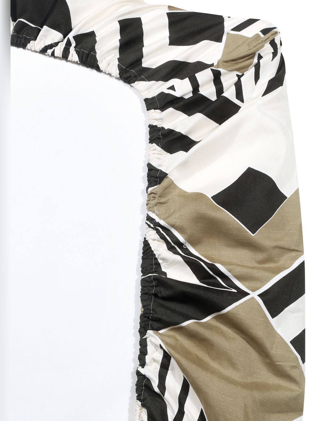 Aura Olive Green & White Geometric 300 TC Single Bedsheet with 1 Pillow Cover