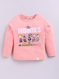 Happy Faces Kids Girls Peanut Printed Pure Cotton T-Shirt