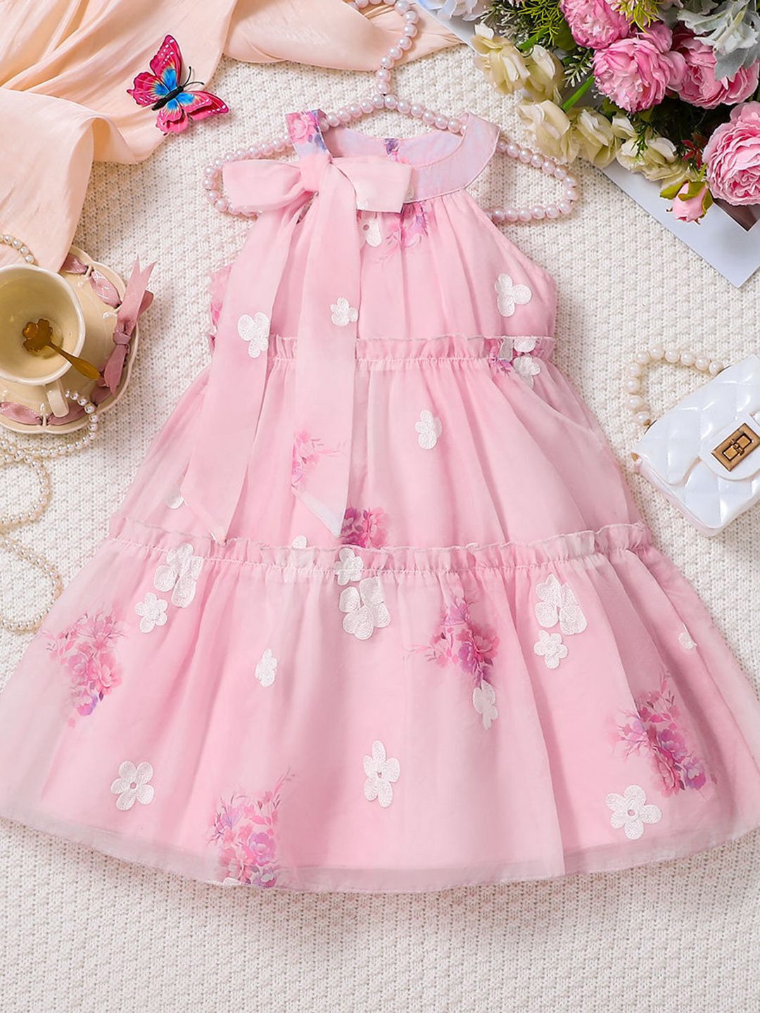 YK Floral Print Fit & Flare Dress