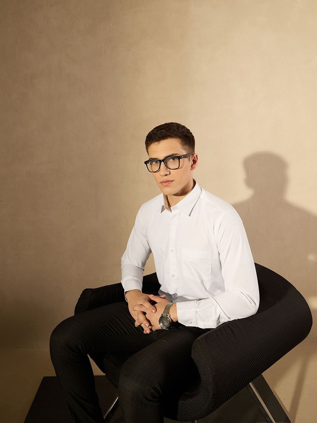 DENNISON Men Smart Spread Collar Solid Cotton Formal Shirt