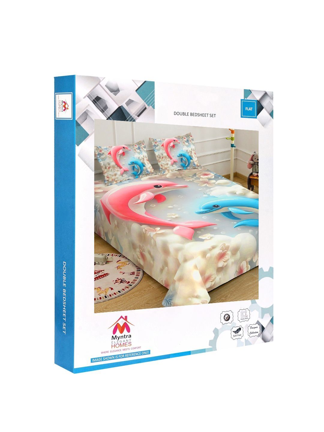 Myntra Elegant Homes Grey 300 TC King Bedsheet with 2 Pillow Covers