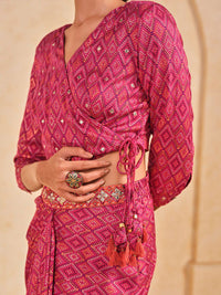 Global Desi Printed Top & Drape Skirt