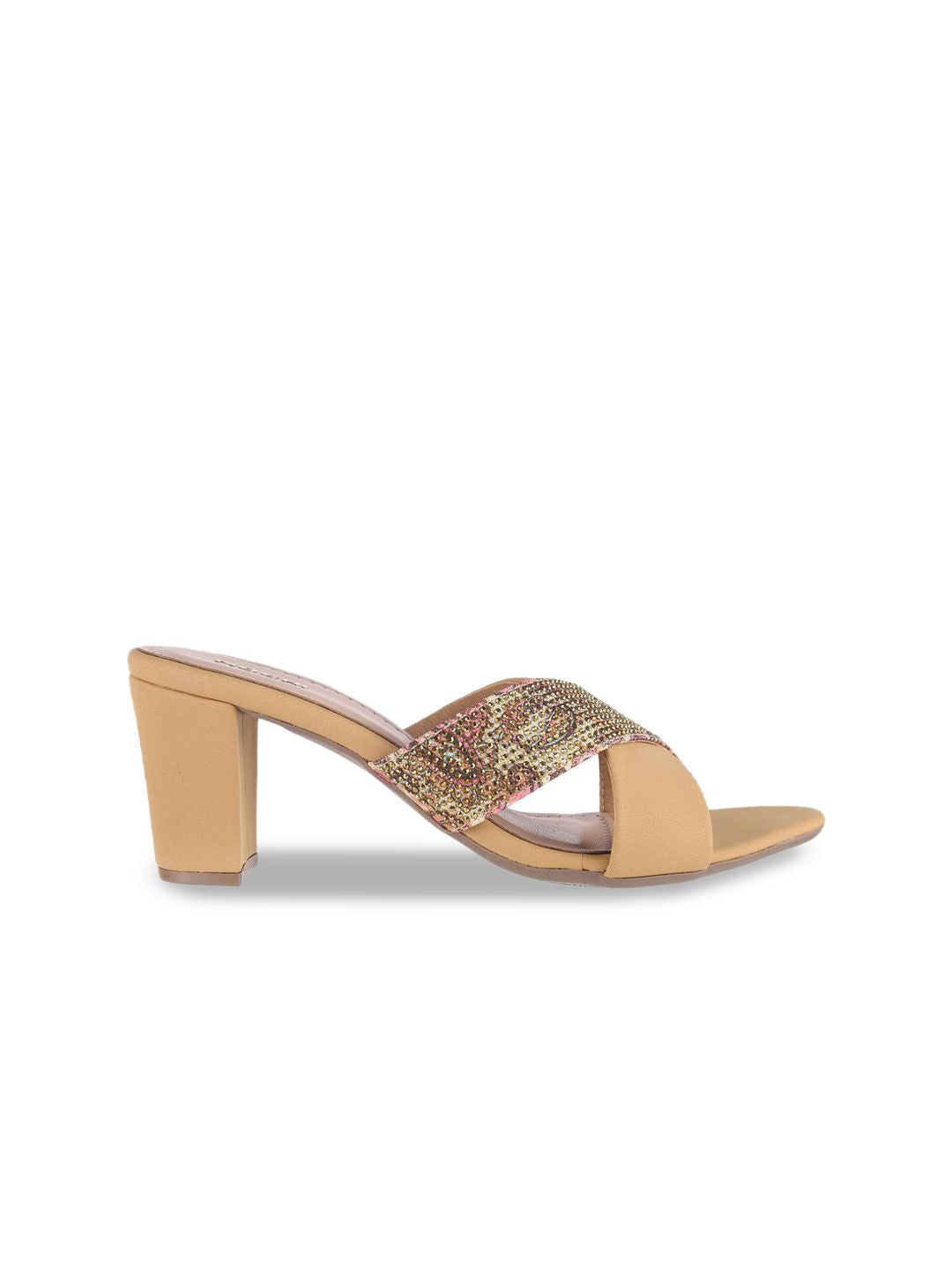 Mochi Women Embellished Block Peep Toes Heels