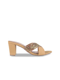 Mochi Women Embellished Block Peep Toes Heels