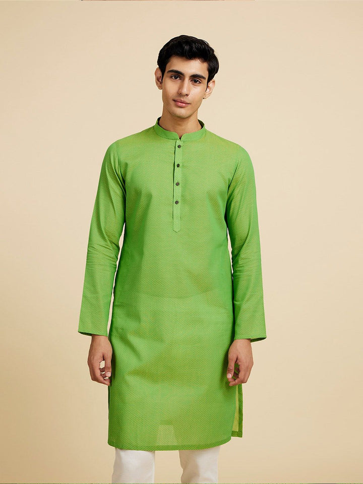 Diwas by Manyavar Chevron Woven Design Mandarin Collar Straight Kurta