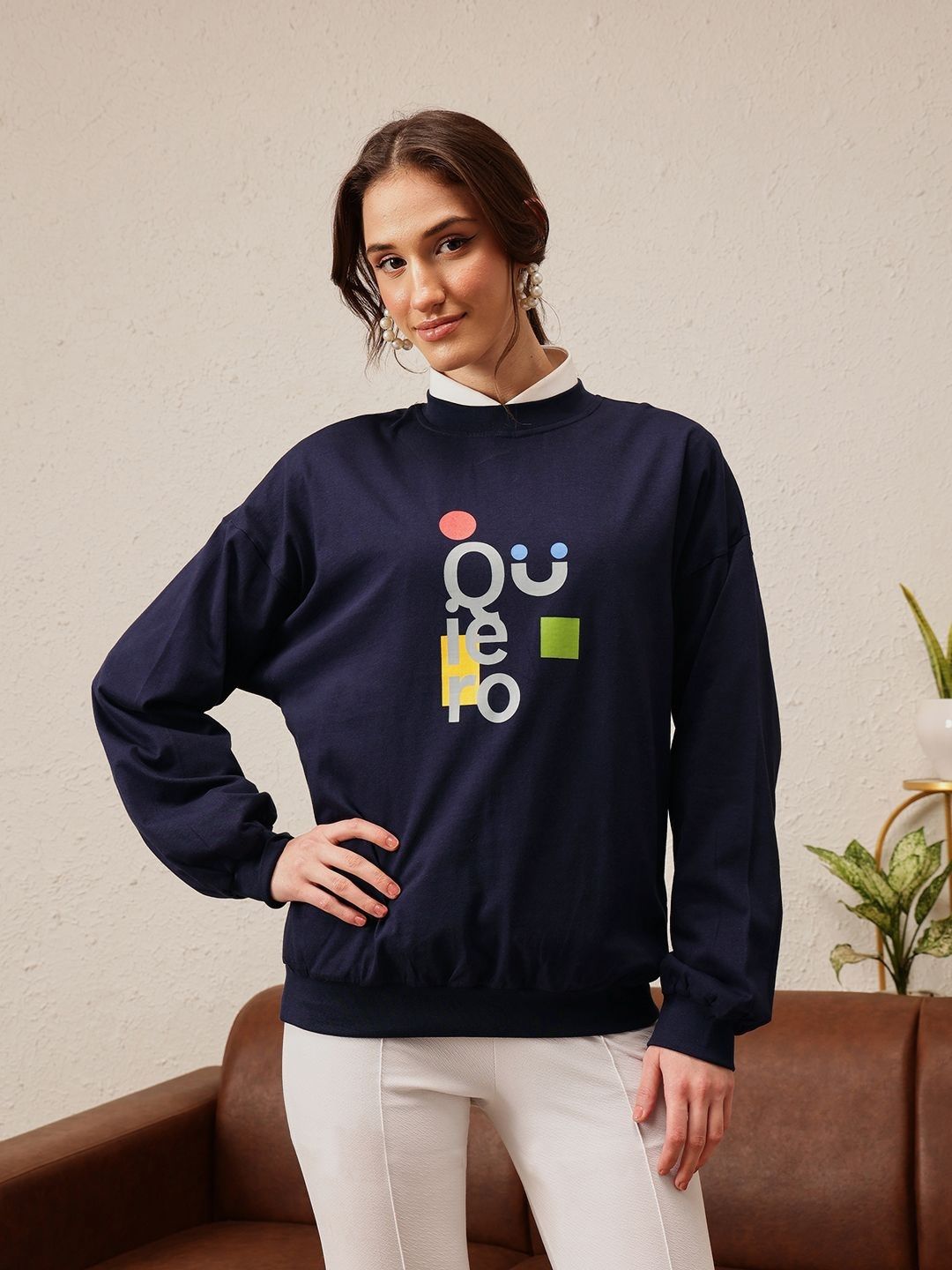 Quiero Women Printed Drop-Shoulder Sleeves Bio Finish T-Shirt