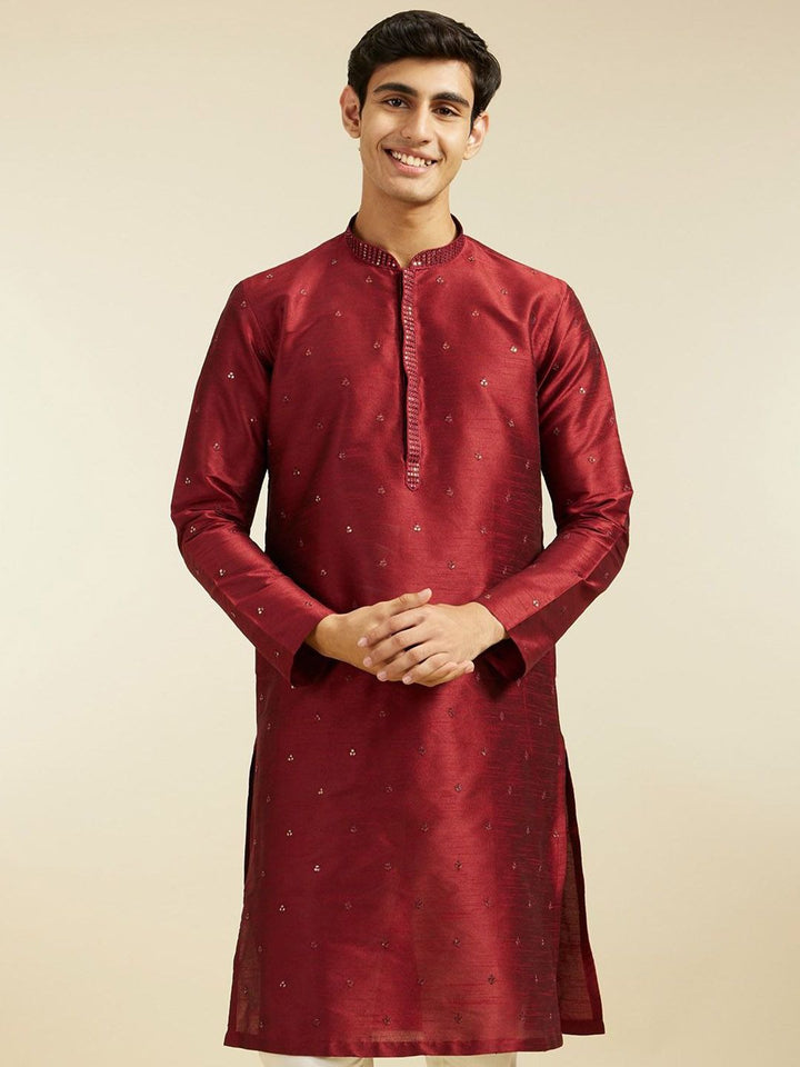 Diwas by Manyavar Floral Embroidered Mandarin Collar Sequinned Straight Kurta