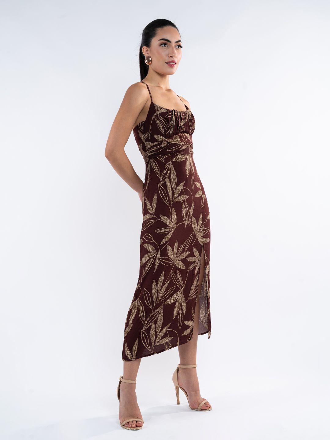 Dressberry Tropical Print A-Line Midi Dress