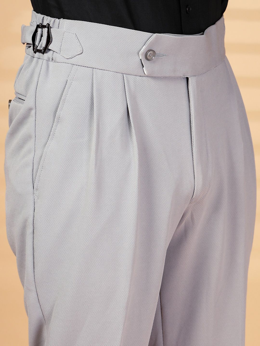 KLOTTHE Men Grey Lycra Formal Formal Trousers