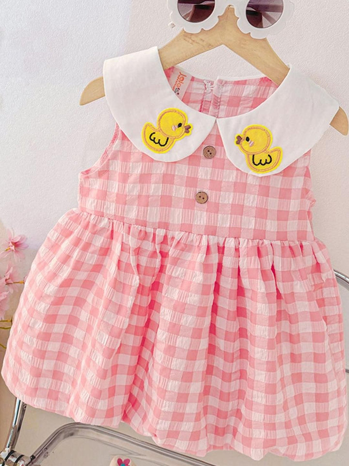 YK Checked Fit & Flare Dress