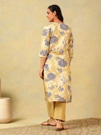 Mamicha Women Floral Printed Regular Thread Work Kurta with Trousers