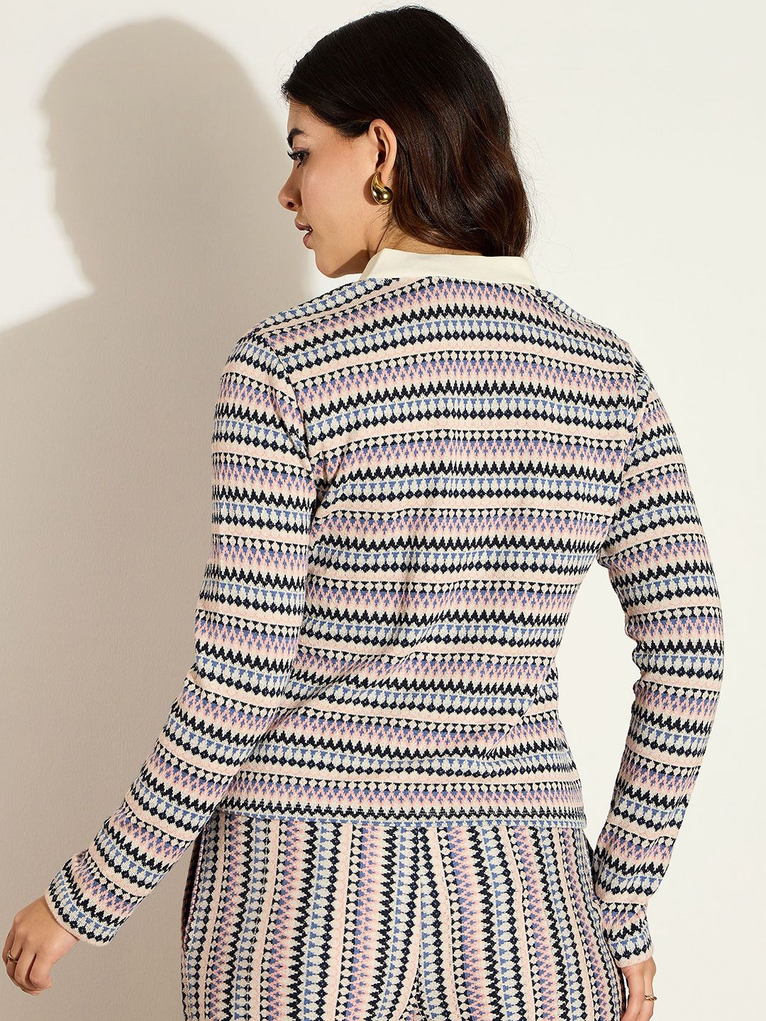 SASSAFRAS Women Chevron Striped Cardigan