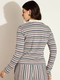SASSAFRAS Women Chevron Striped Cardigan