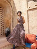 Global Desi Geometric Printed Sleeveless Top With Skirt