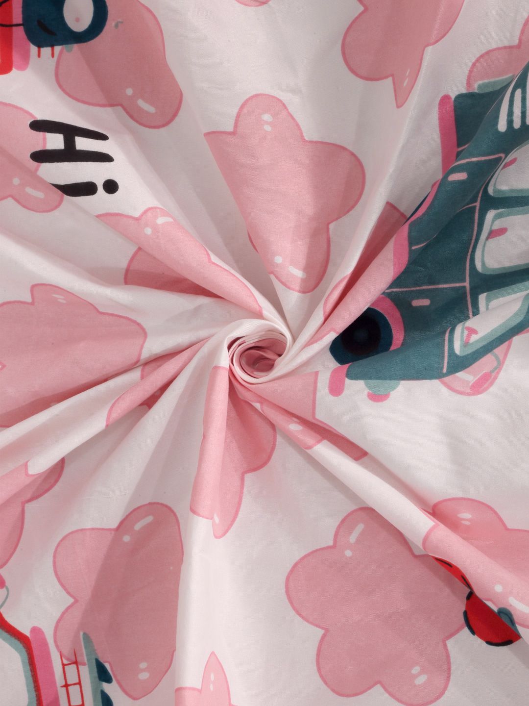 Myntra Elegant Homes Pink & White Printed 300 TC Fitted King Bedsheet Set 2.5m x 2.25m