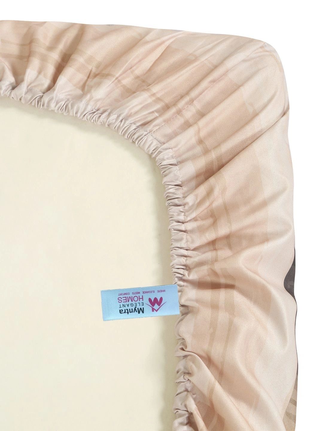 Myntra Elegant Homes Beige & Brown Floral 300 TC Cadar Katil King dengan 2 Sarung Bantal