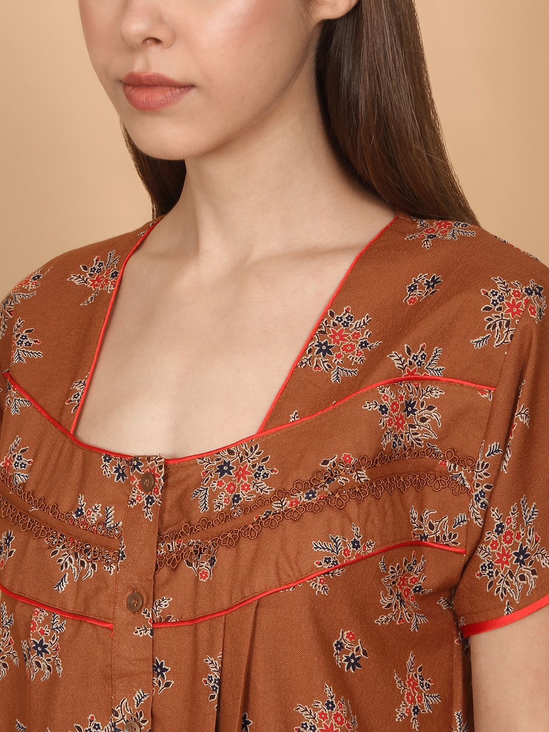 Sweet Dreams Women Floral Printed Pure Cotton Maxi Nightdress