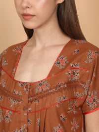 Sweet Dreams Women Floral Printed Pure Cotton Maxi Nightdress