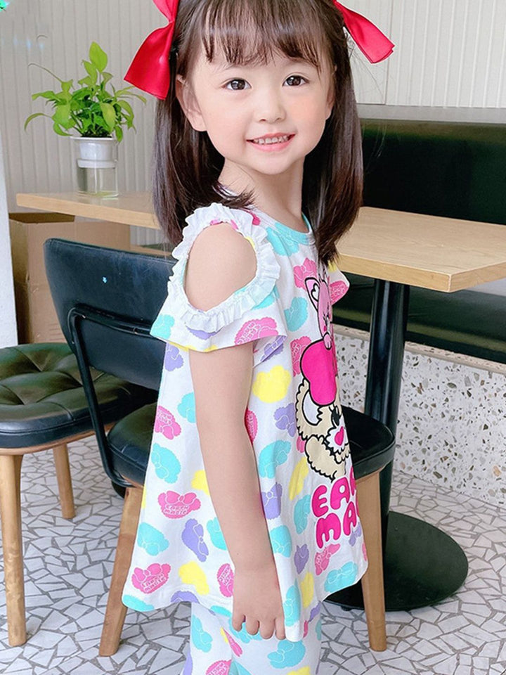 YK Girls Printed T-Shirt & Leggings Clothing Set
