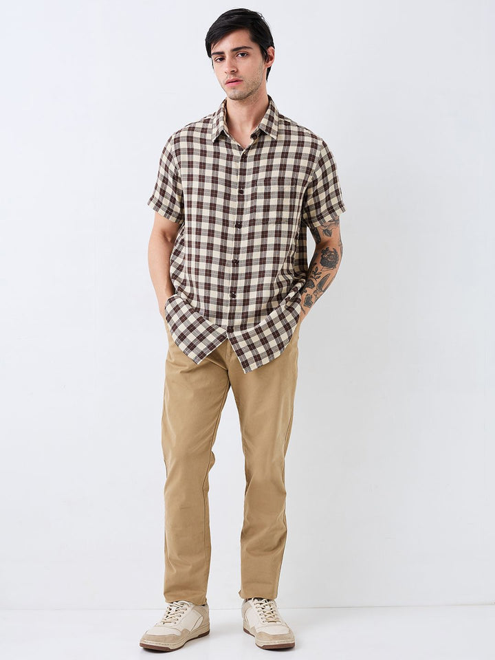 SPYKAR Men Spread Collar Checked Cotton Casual Shirt