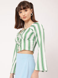 DressBerry Striped Tie-Up Empire Crop Top