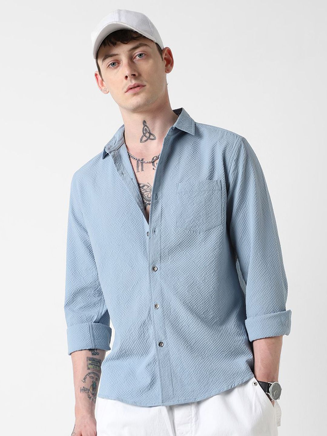 VASTRADO Men Classic Spread Collar Solid Slim Fit Casual Shirt