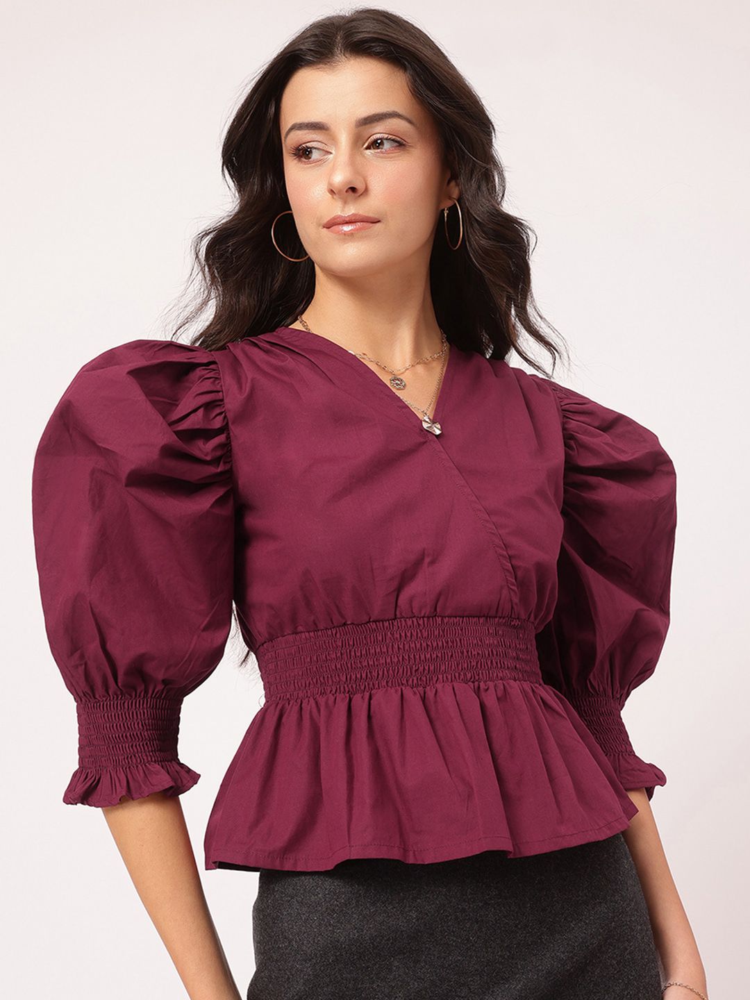 DressBerry Smocked Cinched Waist Top