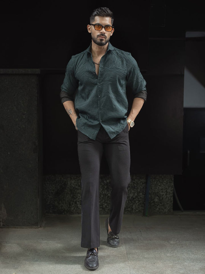 Powerlook Men Spread Collar Textured Casual Shirt
