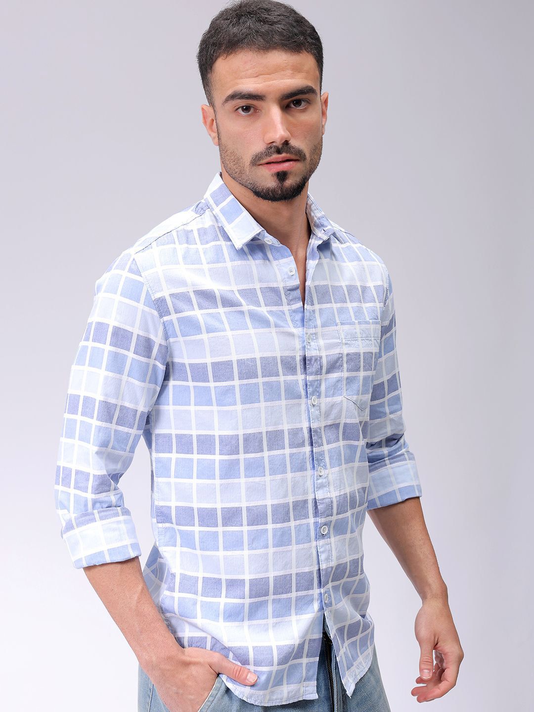 The Indian Garage Co Men Slim Fit Opaque Checked Casual Shirt