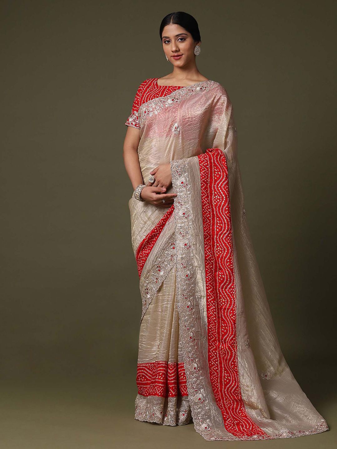 Saree mall Floral Embroidered Tissue Sarees