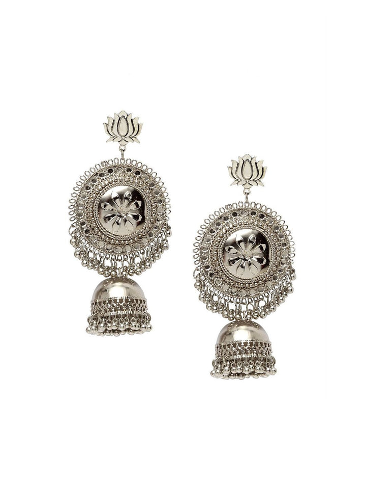 Anouk Silver-Plated Dome Shaped Jhumkas