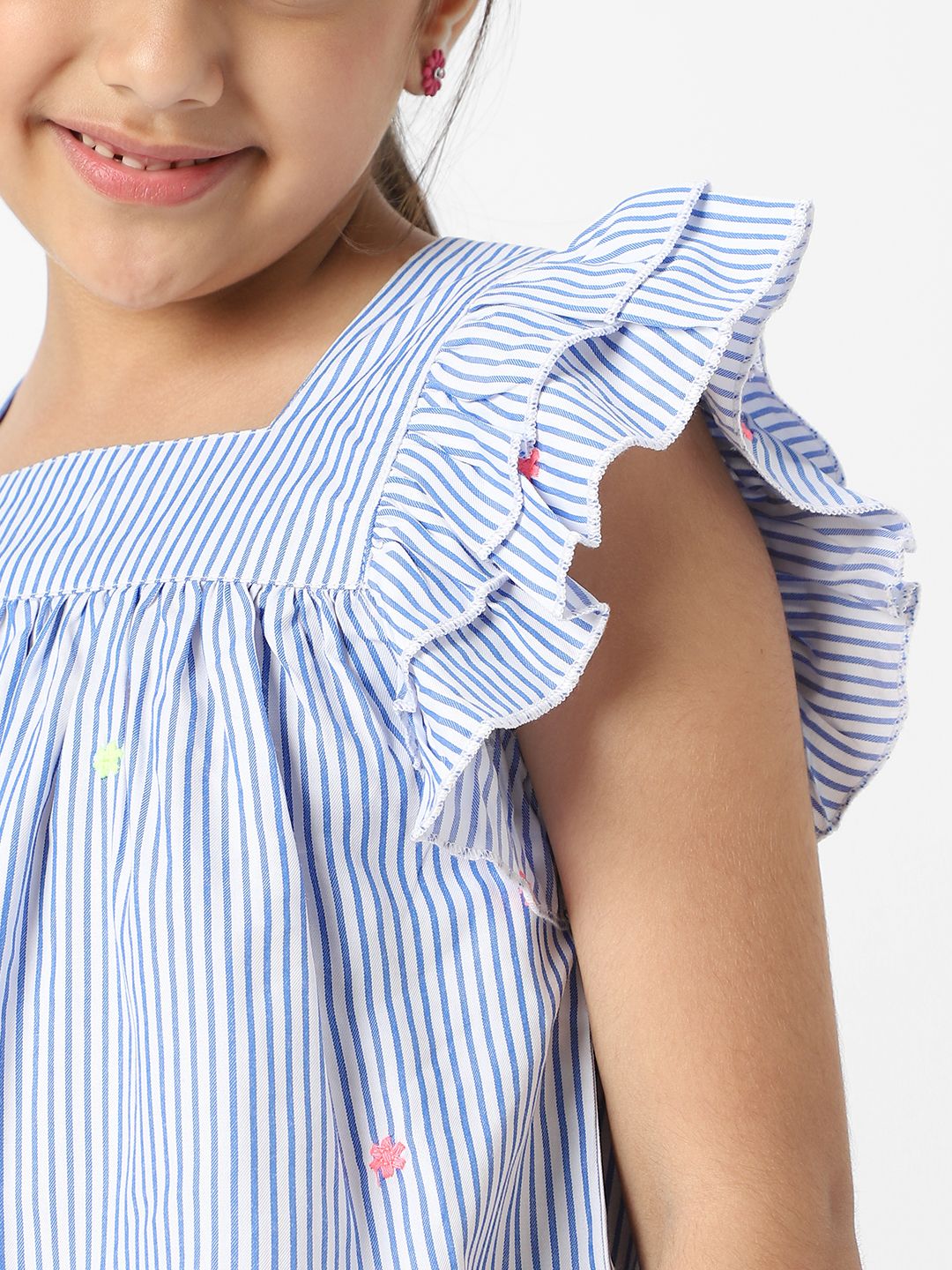 Nauti Nati Striped Bell Sleeve Cotton Top