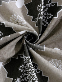 KLOTTHE Grey Ethnic Printed Fitted 400 TC Cotton King Bedsheet & 2 Pillow Covers
