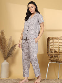 Klotthe Wanita Multi Geometric Bercetak Kolar Lengan Pendek Malam