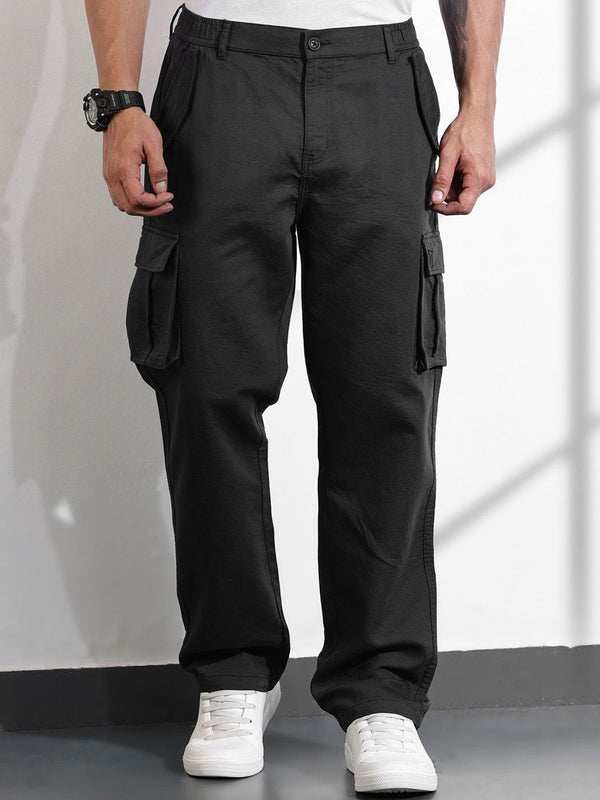 Thomas Scott Men Cotton Mid-Rise Smart Cargos Trousers