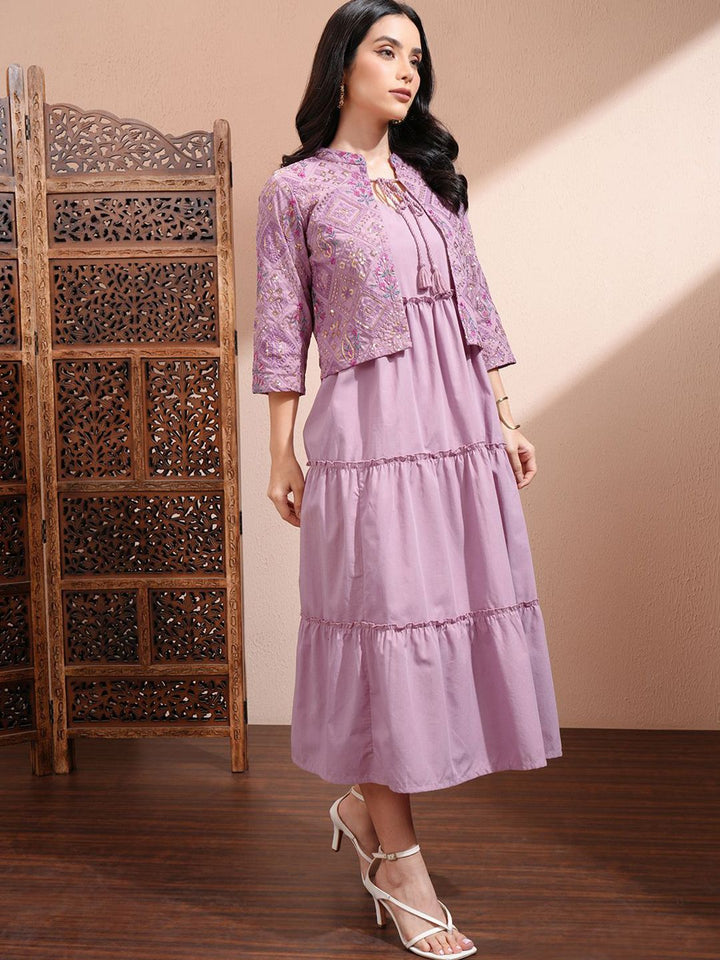 Vishudh Women Floral Print A-Line Midi Dress