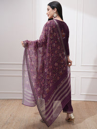Vishudh Women Ethnic Motifs Embroidered Regular Thread Work Kurta with Trousers & With Dupatta