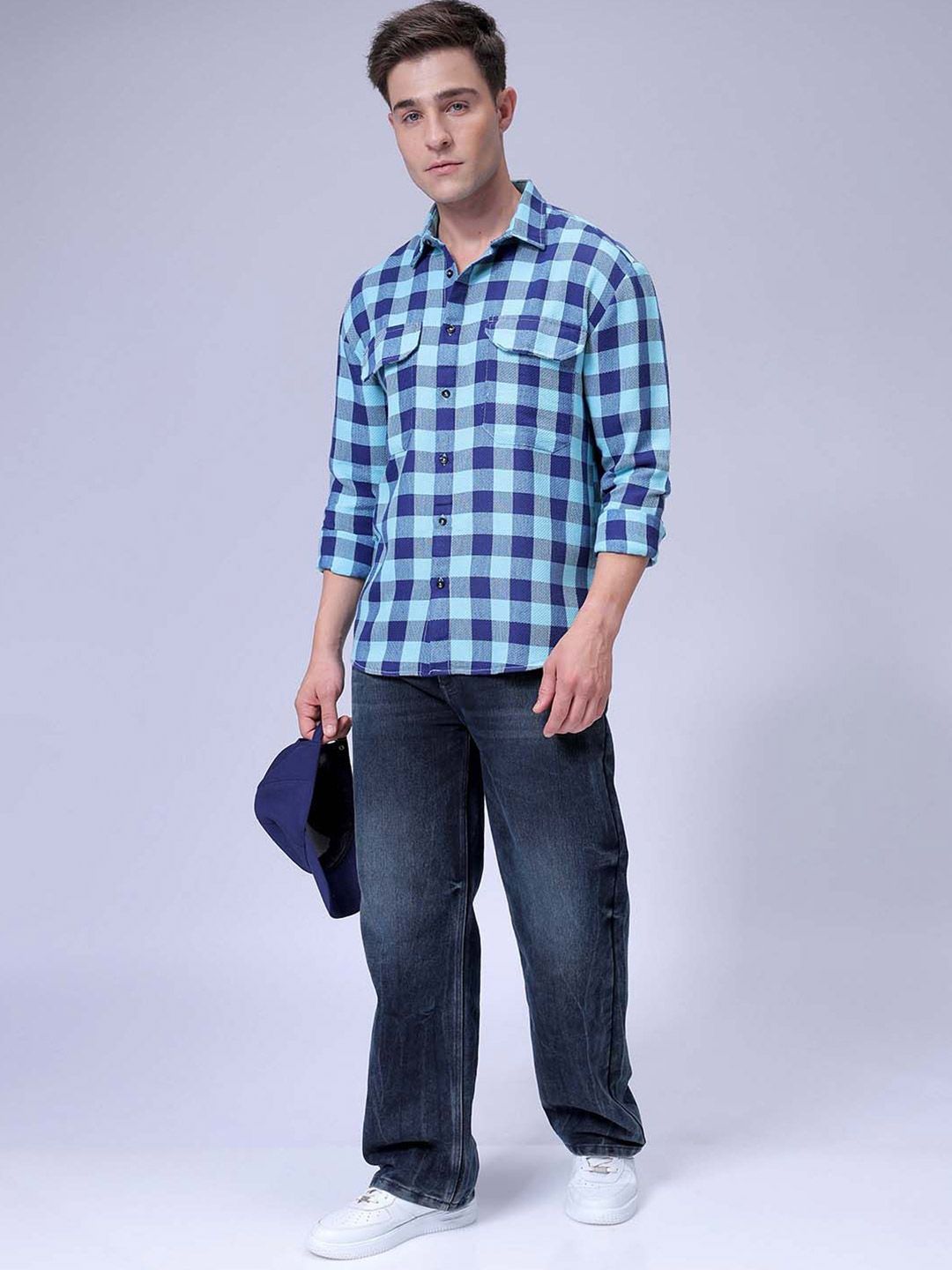 The Indian Garage Co Men Relaxed Fit Checked Dobby Textured Resortwear Shirt