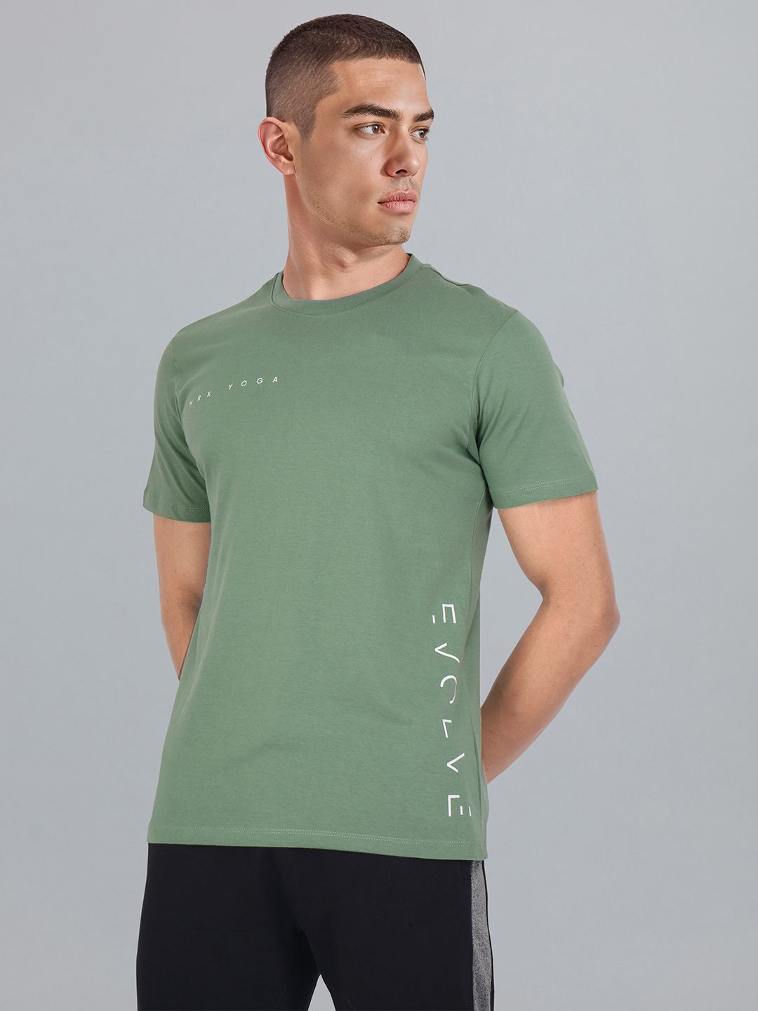 HRX by Hrithik Roshan Men Relaxed Fit Pure Cotton Yoga T-shirt