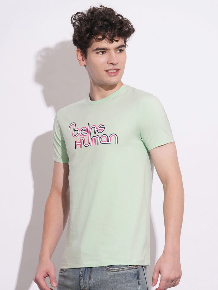 Being Human Men Typography Printed Round Neck Cotton Slim Fit T-shirt