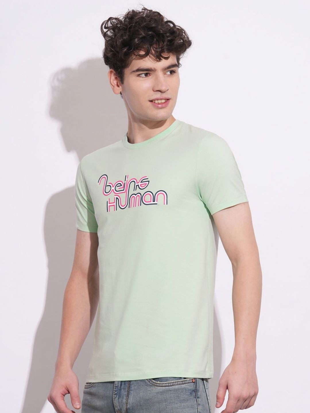 Being Human Men Typography Printed Round Neck Cotton Slim Fit T-shirt