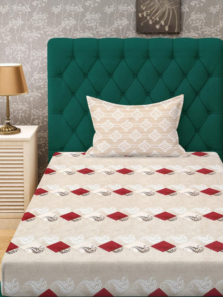 KLOTTHE Beige Cotton Geometric 400 TC Cadar Bujang